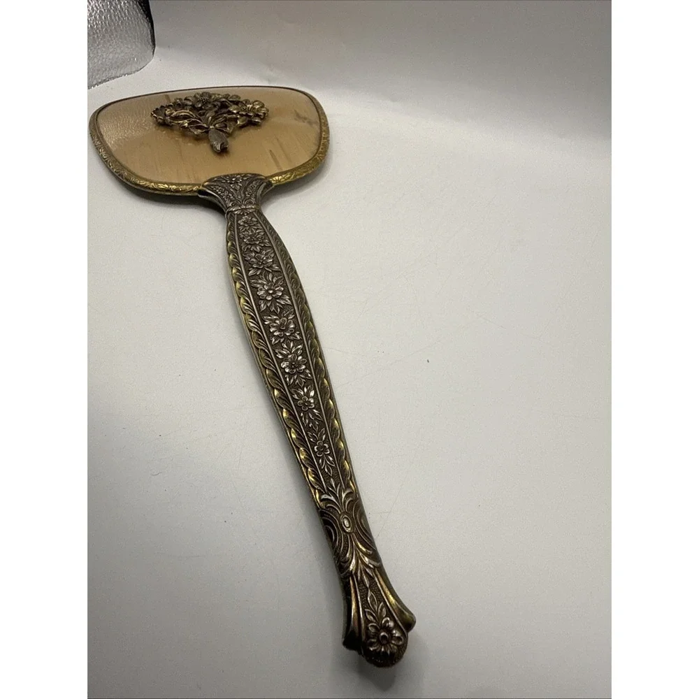 Vintage Matson Vanity Mirror Ormolu Hollywood Regency Gold Plated Sunflowers